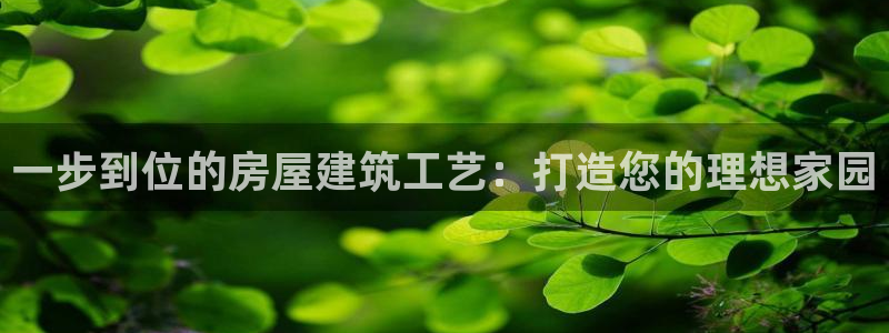 富联娱乐招商章7O777：一步到位的房屋建筑工艺：打造您的理想家园